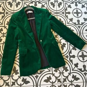 Zara XS emerald green velvet blazer